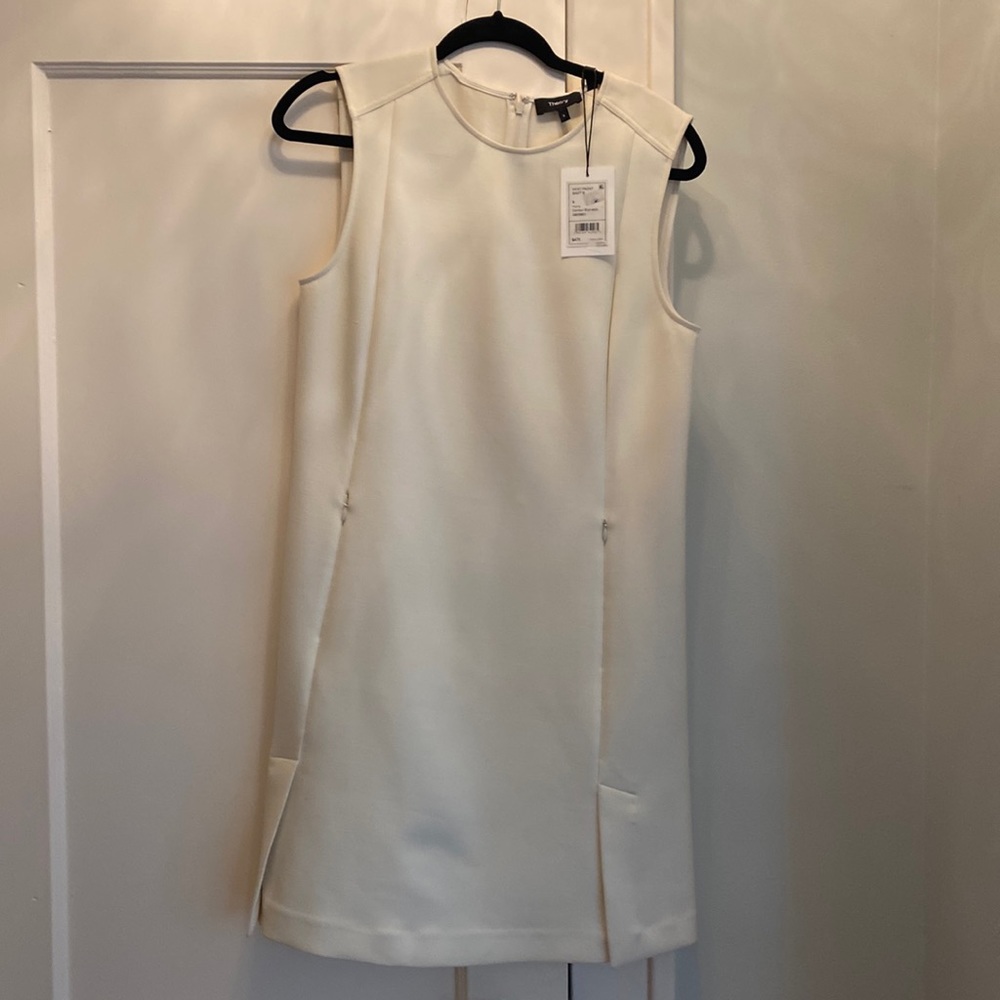 Theory ivory dress 8 canton bistretch vent front shift dress